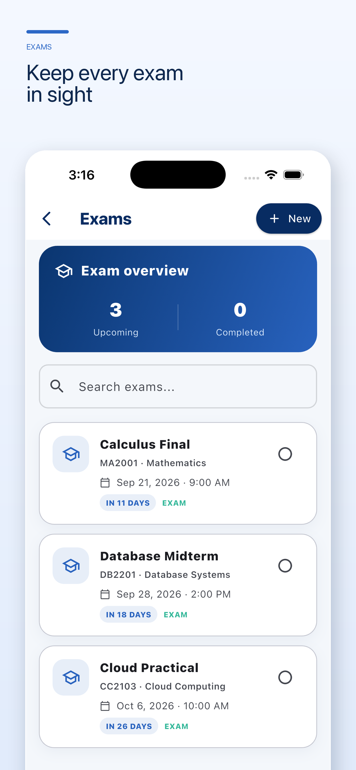EduTrack exam planner