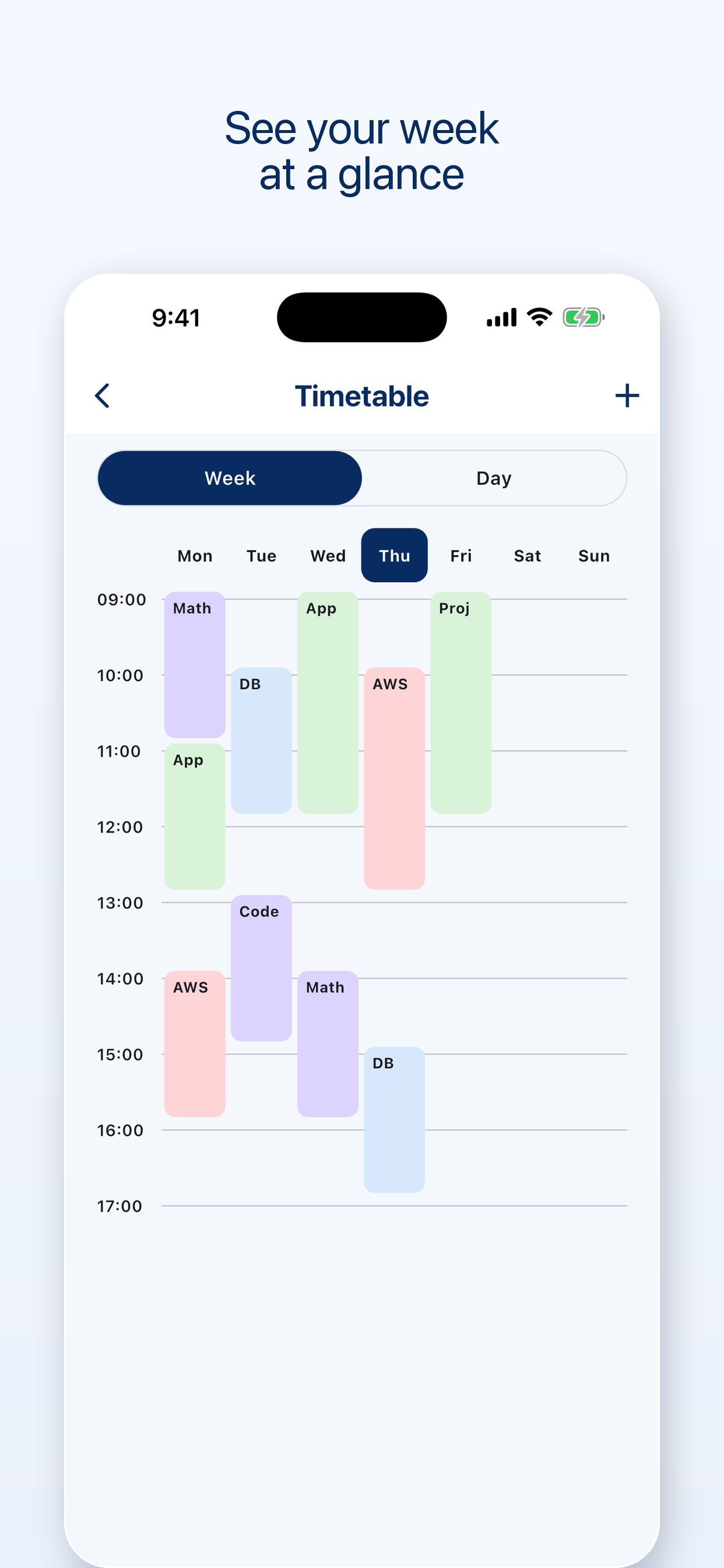 EduTrack timetable Week view